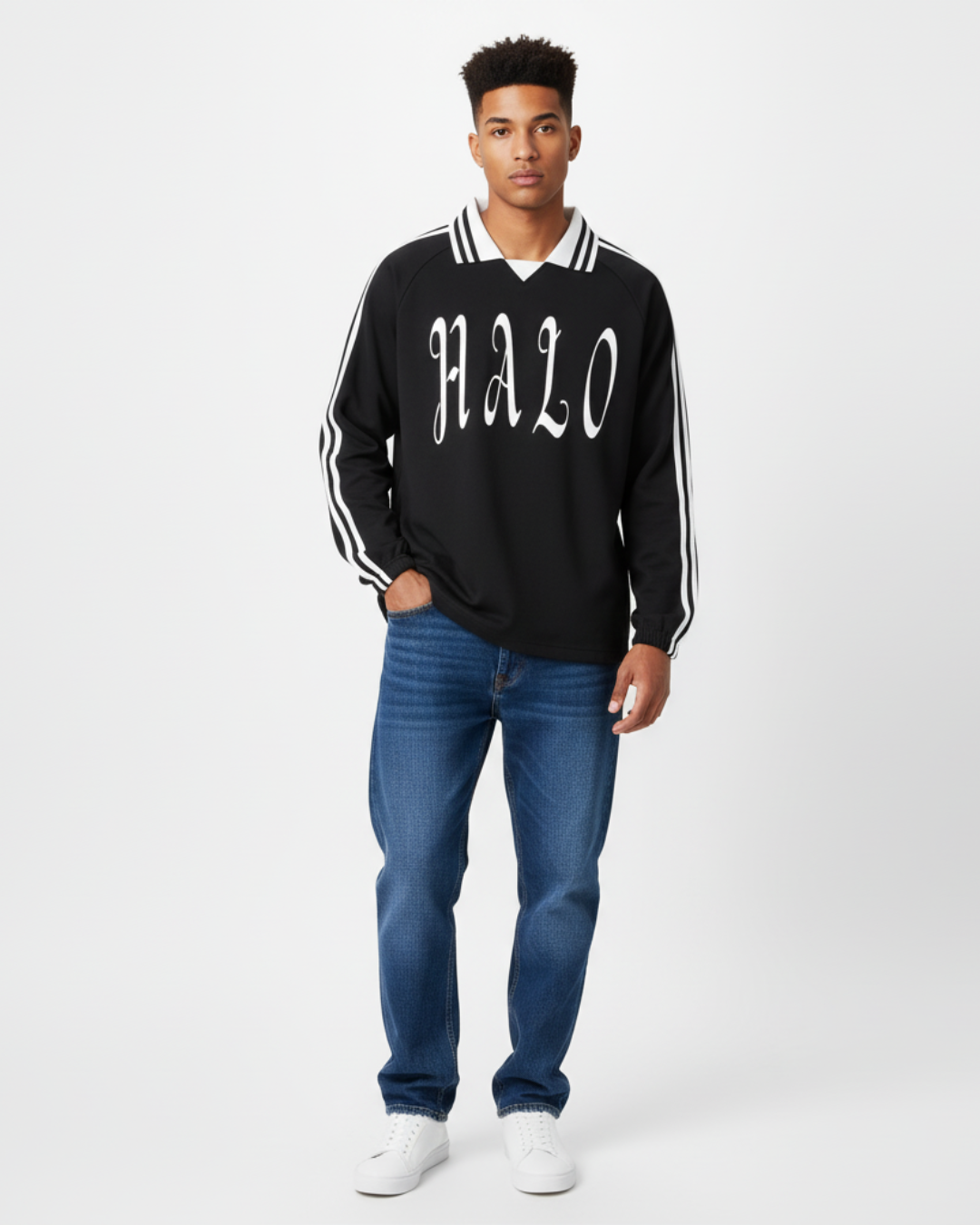 The Striped Lapel Luxe Sweat